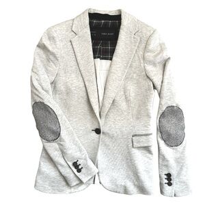 Zara Gray Blazer with Textured Fabric and Elbow Patches